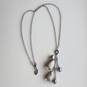 Sterling Silver Dangling Teardrop Statement Necklace